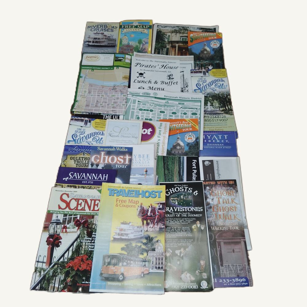 Savannah Tybee Island 2009 Travel Ephemera Lot - Maps, Brochures, Menus